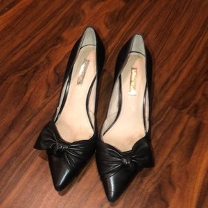 Louise et Cie black leather bow heels Adelena